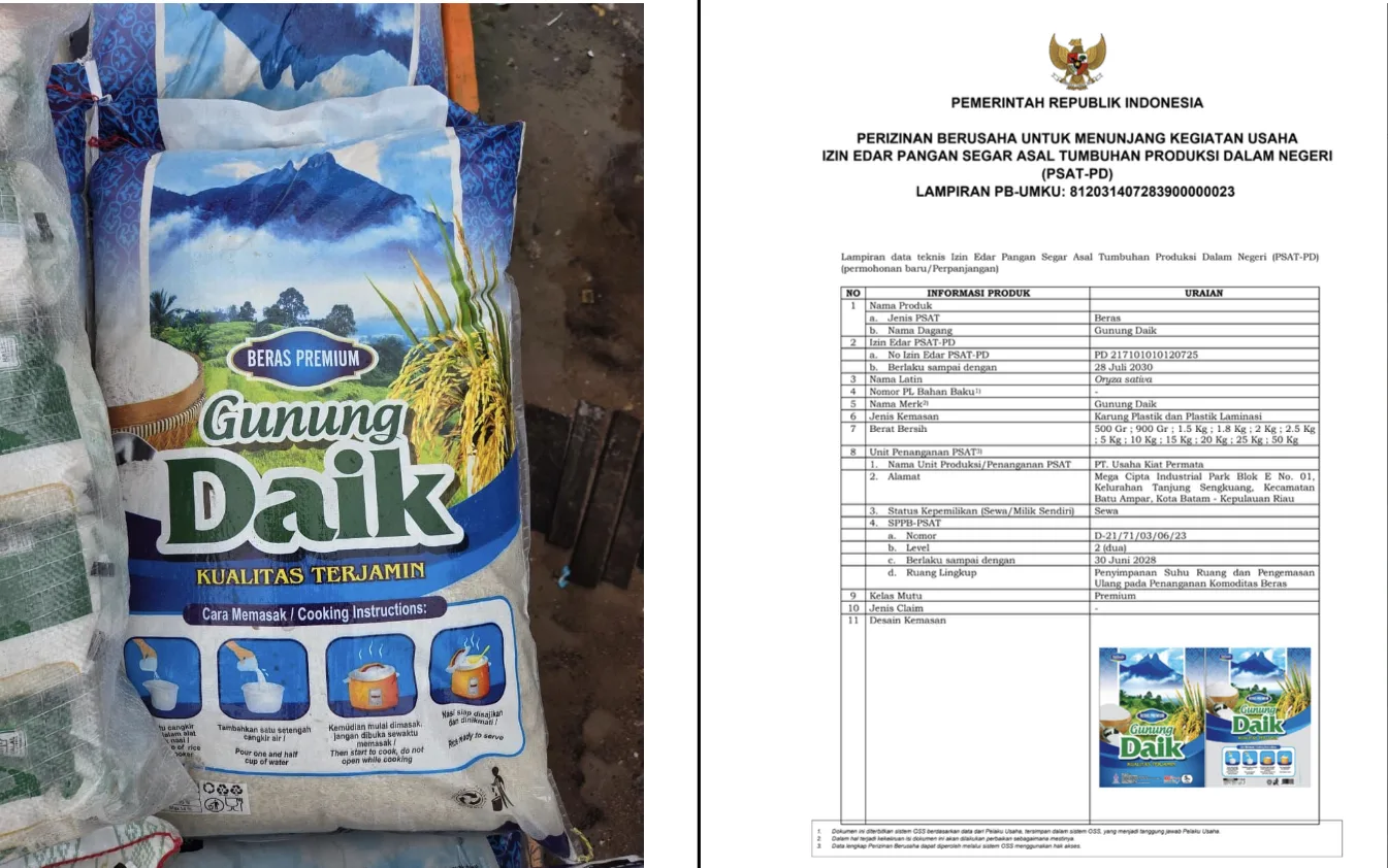 Beras lokal gunung daik